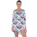 Flowers Hydrangeas Asymmetric Cut-Out Shift Dress