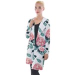 Flowers Hydrangeas Hooded Pocket Cardigan