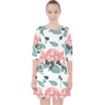 Flowers Hydrangeas Quarter Sleeve Pocket Dress