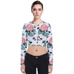 Flowers Hydrangeas Long Sleeve Zip Up Bomber Jacket