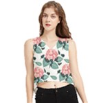 Flowers Hydrangeas V-Neck Cropped Tank Top