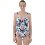 Flowers Hydrangeas Twist Front Tankini Set