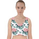 Flowers Hydrangeas Velvet Racer Back Crop Top