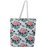 Flowers Hydrangeas Full Print Rope Handle Tote (Large)