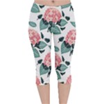 Flowers Hydrangeas Velvet Capri Leggings 