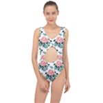 Flowers Hydrangeas Center Cut Out Swimsuit