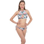 Flowers Hydrangeas Cross Front Halter Bikini Set