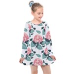 Flowers Hydrangeas Kids  Long Sleeve Dress