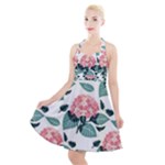 Flowers Hydrangeas Halter Party Swing Dress 