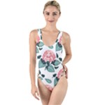 Flowers Hydrangeas High Leg Strappy Swimsuit