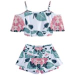 Flowers Hydrangeas Kids  Off Shoulder Skirt Bikini