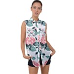 Flowers Hydrangeas Sleeveless Chiffon Button Shirt