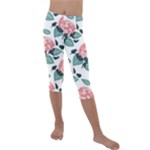 Flowers Hydrangeas Kids  Lightweight Velour Capri Leggings 