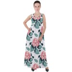 Flowers Hydrangeas Empire Waist Velour Maxi Dress