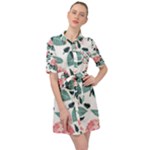 Flowers Hydrangeas Belted Shirt Dress