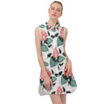 Flowers Hydrangeas Sleeveless Shirt Dress