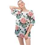 Flowers Hydrangeas Oversized Chiffon Top