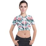 Flowers Hydrangeas Short Sleeve Cropped Jacket