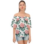 Flowers Hydrangeas Off Shoulder Short Sleeve Top