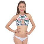 Flowers Hydrangeas Cross Front Halter Bikini Top