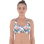 Flowers Hydrangeas Cross Back Hipster Bikini Top 