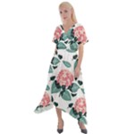 Flowers Hydrangeas Cross Front Sharkbite Hem Maxi Dress