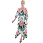 Flowers Hydrangeas Quarter Sleeve Wrap Front Maxi Dress