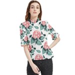 Flowers Hydrangeas Frill Neck Blouse