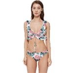 Flowers Hydrangeas Low Cut Ruffle Edge Bikini Set