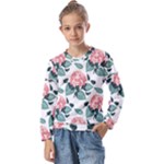 Flowers Hydrangeas Kids  Long Sleeve T-Shirt with Frill 