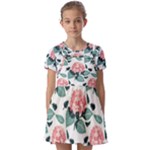 Flowers Hydrangeas Kids  Short Sleeve Pinafore Style Dress