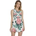 Flowers Hydrangeas Sleeveless High Waist Mini Dress