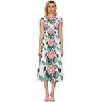 Flowers Hydrangeas V-Neck Drawstring Shoulder Sleeveless Maxi Dress