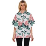 Flowers Hydrangeas Women s Batwing Button Up Shirt