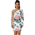 Flowers Hydrangeas Long Sleeve One Shoulder Mini Dress