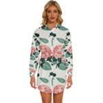 Flowers Hydrangeas Womens Long Sleeve Shirt Dress