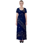 Starsstar Glitter High Waist Short Sleeve Maxi Dress