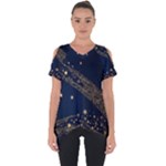 Starsstar Glitter Cut Out Side Drop T-Shirt