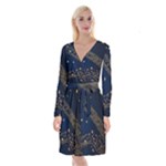 Starsstar Glitter Long Sleeve Velvet Front Wrap Dress