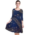 Starsstar Glitter Quarter Sleeve Waist Band Dress