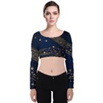 Starsstar Glitter Velvet Long Sleeve Crop Top