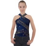 Starsstar Glitter Cross Neck Velour Top