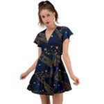 Starsstar Glitter Flutter Sleeve Wrap Dress