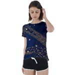 Starsstar Glitter Short Sleeve Open Back T-Shirt