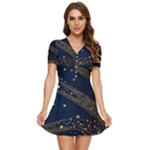 Starsstar Glitter V-Neck High Waist Chiffon Mini Dress