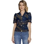 Starsstar Glitter Puffed Short Sleeve Button Up Jacket