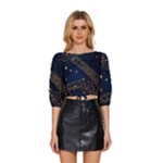 Starsstar Glitter Mid Sleeve Drawstring Hem Top