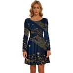 Starsstar Glitter Long Sleeve Wide Neck Velvet Dress