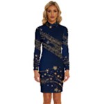 Starsstar Glitter Long Sleeve Shirt Collar Bodycon Dress