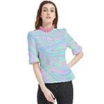 Holographic abstract in pastel Frill Neck Blouse